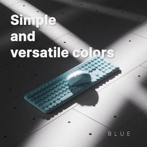 Miniatura 3 de Combo de teclado y mouse inalámbricos con 110 teclas redondas, interruptor de encendido y sensación de escritura con interruptor de tijera, ideal
