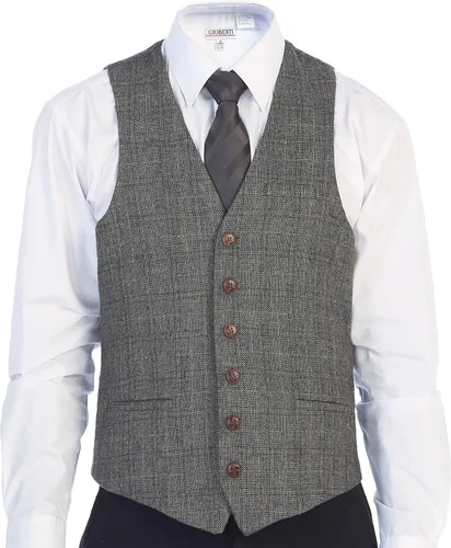Miniatura 98 de Gioberti Chaleco de tweed formal de 6 botones para hombres