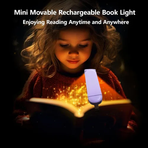 Miniatura 3 de VAVOFO - Luz de lectura recargable USB con clip, bloqueo de luz azul, luz de lectura con marcador de ámbar para gusanos de libros con cuidado