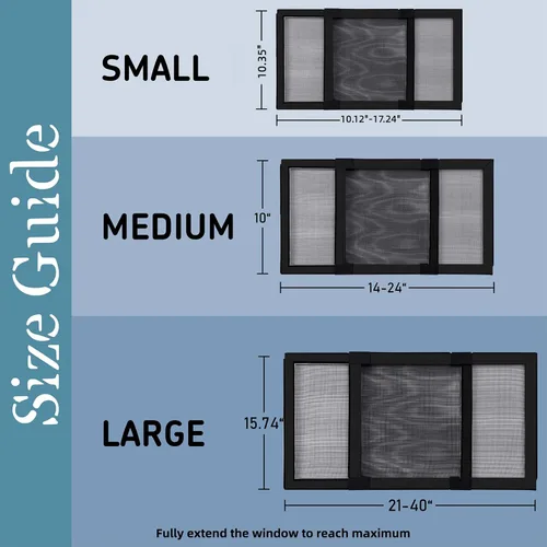 Miniatura 2 de BAFLOTEX Pantallas ajustables expandibles de 2 maneras de ventana ampliables 10.35 pulgadas de alto x 10.12 pulgadas a 17.24 pulgadas de ancho