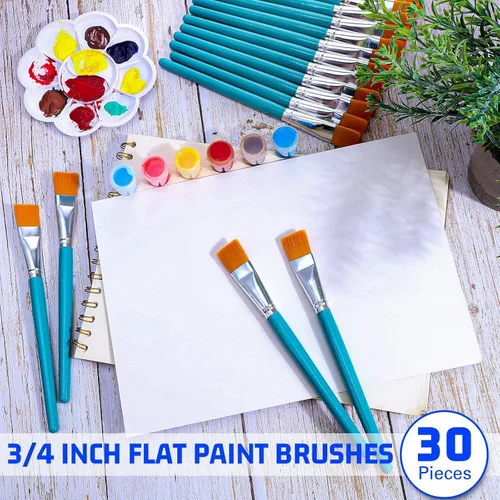 Miniatura 6 de 30 pinceles de pintura a granel, pequeños pinceles de pintura plana a granel, pincel de pintura acrílica, pincel de pintura al óleo para el aula