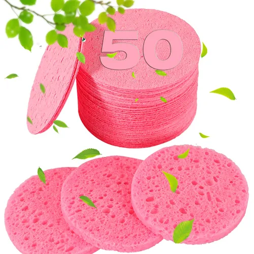 METUUTER 50 PCS esponjas faciales comprimidas para esteticistas - esponja facial de celulosa 100% natural, esponjas cosméticas profesionales de spa