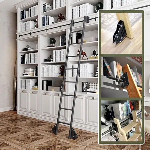 Miniatura 5 de Luyckfrazy Kit de herrajes para puerta corrediza de granero de 3.3 pies - 20 pies, tubo redondo, tobogán de acero al carbono para oficina, almacén