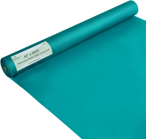 Miniatura 98 de Rollo de plástico para cubierta de mesa color verde manzana, 40 pulgadas x 100 pies, rollo de plástico resistente para cubierta de mesa de banquetes