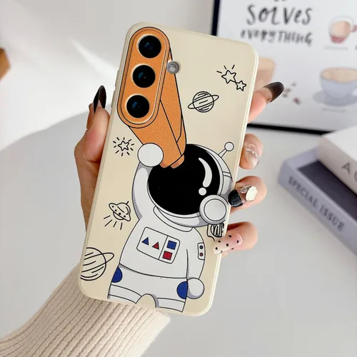 Miniatura 69 de Yonds Queen para Samsung Galaxy S21 Funda Linda, Diseño de Astronauta de Dibujos Animados, Espacio, Luna, Cohete, Elegante Cubierta Amortiguadora