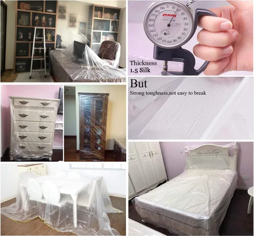 Miniatura 7 de Ruibo Funda protectora de sofá grande para muebles, tela de plástico impermeable, lona de plástico transparente para pintura, mudanza