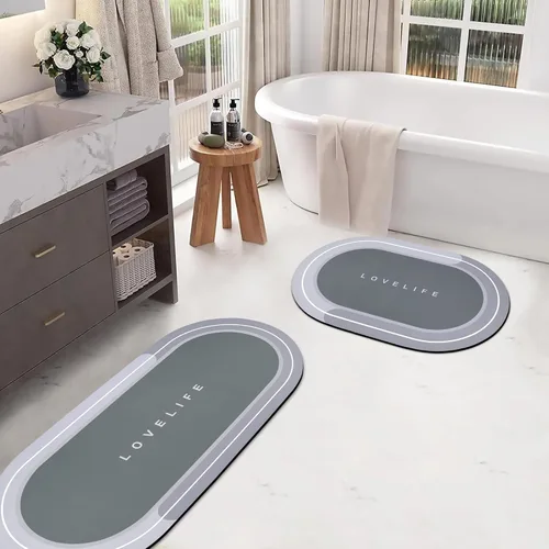 Miniatura 15 de Tapetes de baño de goma de secado rápido, antideslizantes, súper absorbentes, de secado instantáneo, alfombra de baño frente al fregadero de la Beige