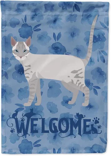 Miniatura 313 de Caroline's Treasures CK4813CHF - Bandera de bienvenida con gato abisinio azul, manga grande, para porche, para colgar en la pared, poliéster