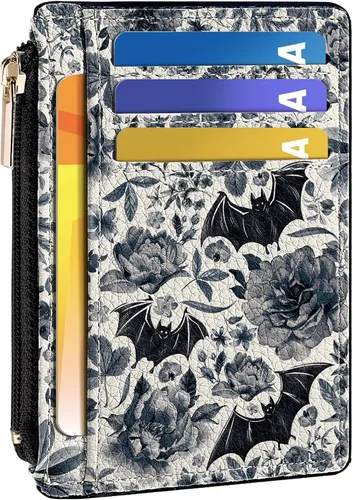 Tipmile Tarjetero compacto para tarjetas de crédito con ventana de identificación para mujer, delgada y minimalista, bolsillo frontal, cartera