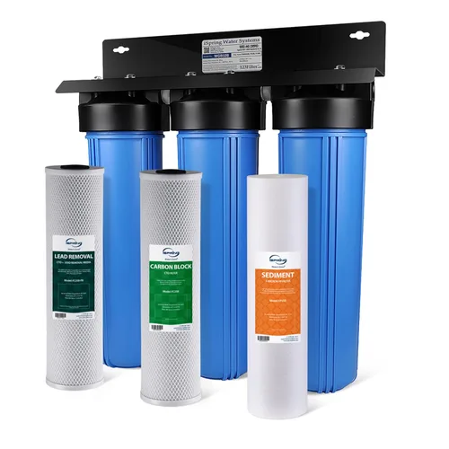 Miniatura 10 de iSpring WGB32BM - Sistema de filtración de agua de 3 etapas para toda la casa, con sedimento azul grande de 20 pulgadas, bloque de carbono