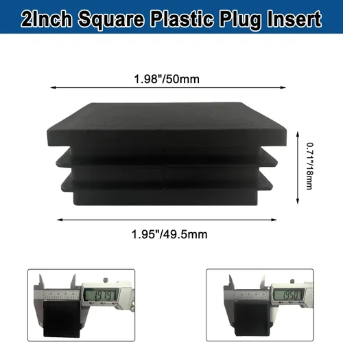 Miniatura 2 de Paquete de 8 tapones de tubo, inserto de plástico cuadrado de 2 pulgadas, tapas de extremo cuadradas para poste de tubo, patas de silla