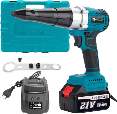 iMeshbean Pistola de remache inalámbrica, kit de herramientas de remachador automático sin escobillas para remaches de 2.4/3.2/4.0/0.189 in,