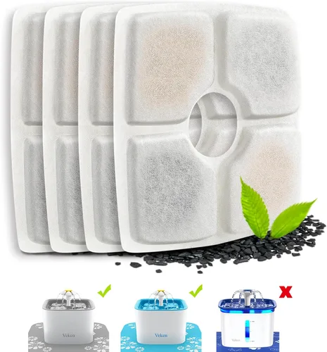 Filtros de repuesto Veken para dispensador automático de agua de 2.5 litros/84 onzas, para mascotas y gatos, fuente de agua para perros