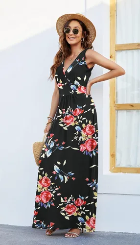 Miniatura 2 de AUSELILY Vestido largo de verano para mujer, sin mangas, holgado, casual, con bolsillos