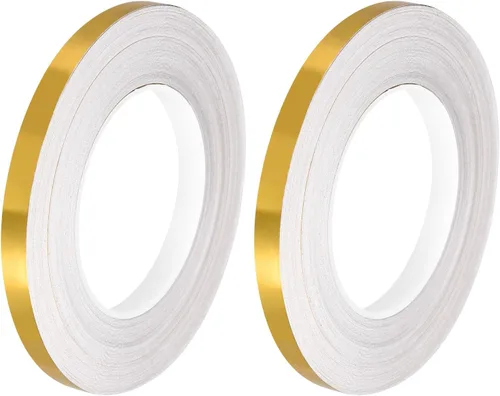 Miniatura 12 de uxcell 2 calcomanías autoadhesivas de papel de aluminio de 0.2 pulgadas x 164 pies para decoración de huecos, tira de cinta adhesiva impermeable