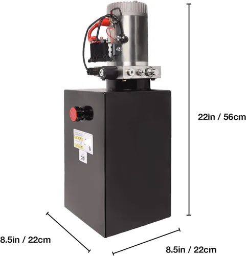 Miniatura 6 de Unidad de potencia hidráulica de 15 cuartos de galón, bomba de remolque de depósito de metal de efecto único de 12 V con control remoto