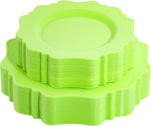 Miniatura 14 de COLOSUS Juego de platos desechables de plástico rosa para fiesta, paquete de 60 (30 invitados), platos para cena y ensalada/postre para primavera