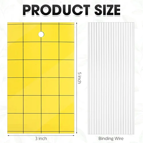 Miniatura 2 de Qualirey 300 Trampa Adhesiva para Mosquitos 3 x 5'' Trampa Adhesiva de Doble Cara para Moscas de la Fruta con Atadura para Planta para Insectos