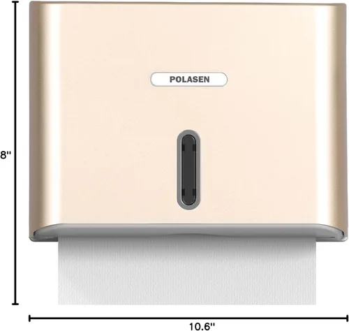 Miniatura 7 de Dispensador de toallas de papel multipliegue para montaje en pared, plástico dorado, gran capacidad, almacenamiento de 250 grados, compatible