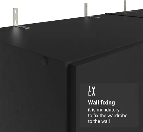 Miniatura 8 de Madesa Juego de armario de 6 puertas y 4 cajones, armario de almacenamiento para dormitorio, con estantes y espacio para colgar, 94 pulgadas de Negro