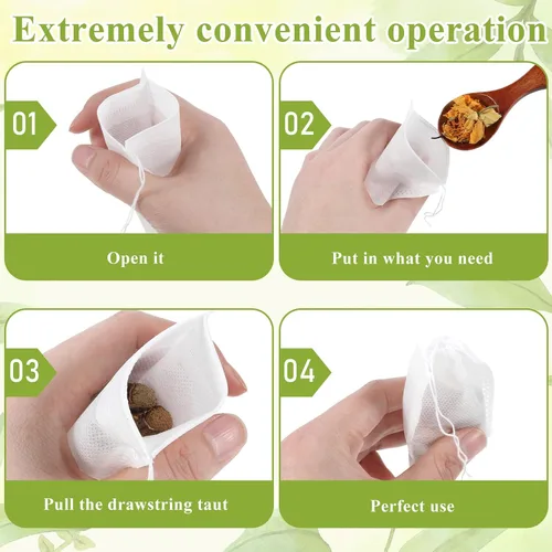 Miniatura 6 de SHENLIU 2400 bolsas de té desechables a granel para té de hojas sueltas, cordón, bolsas de café vacías, filtro infusor, bolsas de té vacías