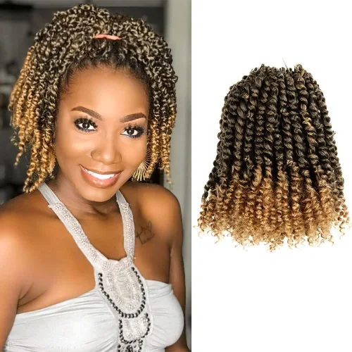 Miniatura 101 de BOHOBABE Cabello de Ganchillo Pre-retorcido Passion Twist de 14 Pulgadas Cabello Corto Ombré Gris Pre-enrollado de Ganchillo Passion Twist para Gris