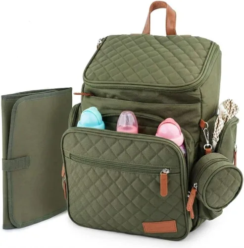 Mochila grande para pañales para mamá y papá, bolsa de viaje unisex para bebé, 15 bolsillos, cambiador, correas para cochecito, elegante y lavable,