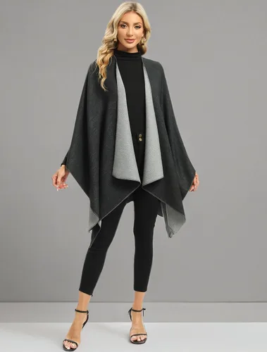 Miniatura 26 de Femdouce Manta cálida para mujer, ligera, con frente abierto, capa tipo poncho para primavera, otoño e invierno
