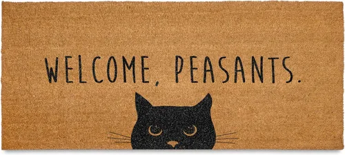 Miniatura 10 de Felpudo de bienvenida con diseño de campesinos y gatos, 50 x 15 pulgadas, regalo de gato negro, tapete de bienvenida grande para áreas cubiertas