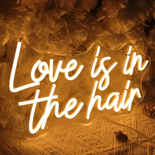Miniatura 8 de SYLHOME Letrero de luz LED de neón con texto en inglés «Love Is In The Hair» para peluquería, peluquería, peluquería, peluquería, estudio