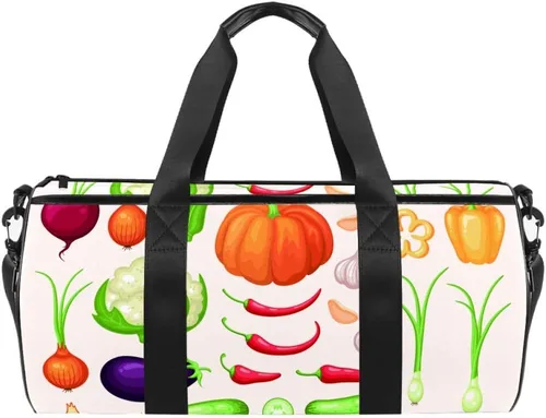 AISSO Duffel Bag for Women Men Healthy Vegetables Sports Gym Tote Bag Weekend Overnight Travel Bag Outdoor Luggage Handbag