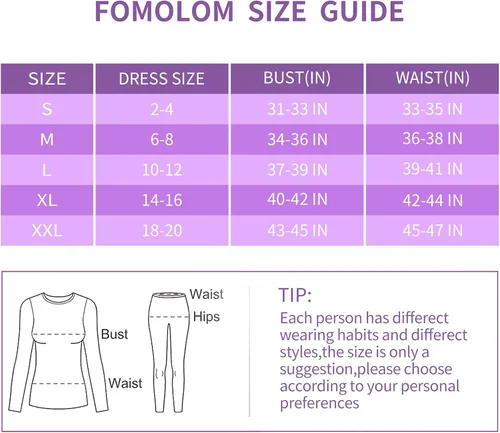 Miniatura 7 de Ropa interior térmica para mujer color liso ultra suave larga y térmica capa base para mujer