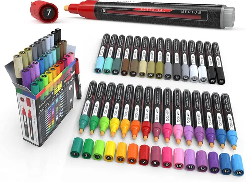 Marcadores acrílicos, bolígrafos de pintura surtidos para pintura en roca, lienzo, vidrio, tazas, madera, cerámica, tela, metal, álbumes de