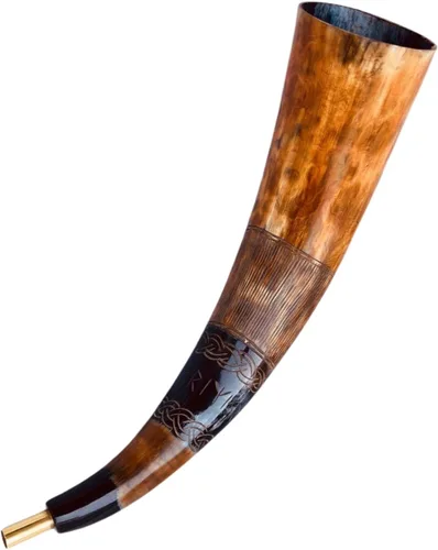Miniatura 3 de Cuerno vikingo soplador de guerra genuina trompeta de batalla bovina Shofar – Grabado a mano, sonido fácil y claro, regalo vikingo para hombres