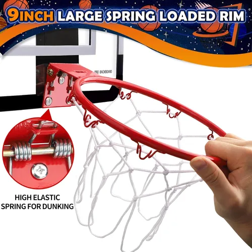 Miniatura 4 de Mini juego de aro de baloncesto para niños y adultos, aro de baloncesto de montaje en pared para puerta con 4 pelotas de baloncesto pequeñas