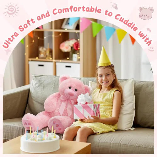 Miniatura 4 de MorisMos Oso de peluche gigante de 47 pulgadas Animal de peluche de 4 pies, Oso de peluche grande para baby shower, Regalos de oso de peluche