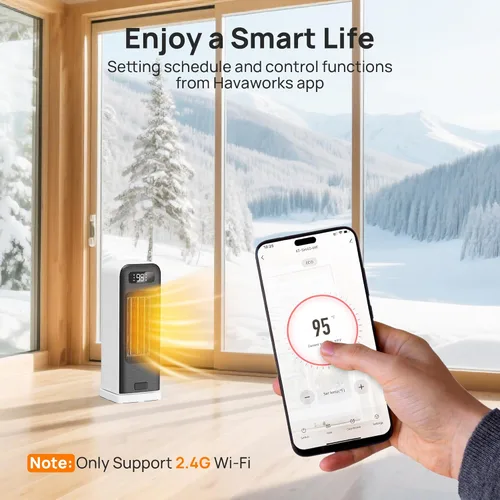 Miniatura 4 de FLANUR Calentadores de espacio para uso en interiores, calentador eléctrico portátil inteligente con termostato, WiFi y control de voz, temporizador