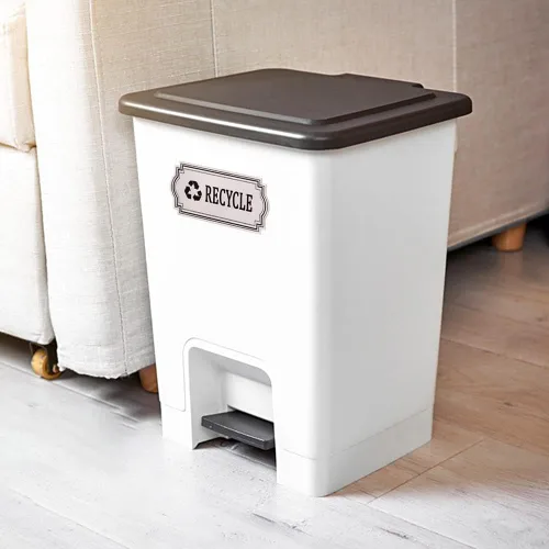 Miniatura 3 de Paquete de 4 calcomanías de reciclaje y basura, símbolo del logotipo de reciclaje y basura, calcomanías de vinilo impermeables para botes de basura