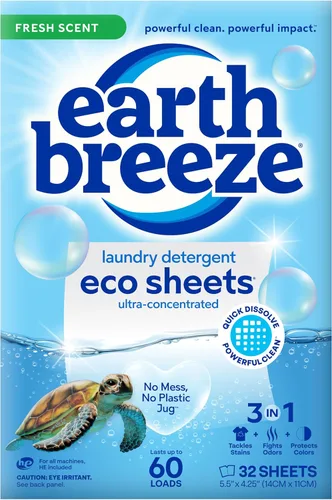 Miniatura 14 de Earth Breeze Hojas de detergente para ropa calmante lavanda, 60 cargas, sábanas ecológicas para lavandería, hojas de jabón de viaje para ciclos