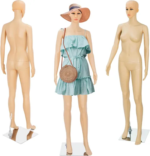 Maniquí femenino de cuerpo completo con cabeza ajustable, extremidades flexibles, diseño desmontable de 69 pulgadas, forma de vestido con base de