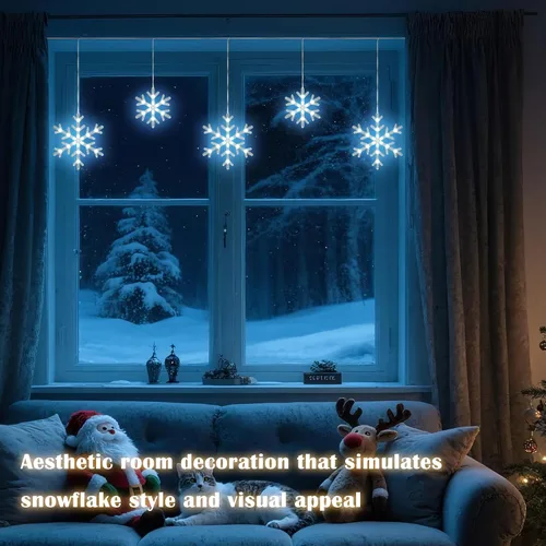 Miniatura 2 de Luces de carámbano de nieve de Navidad, 9 pies, 150 luces LED para cortinas con 10 gotas, 3 hebras conectables, luz de hada de carámbano con efecto