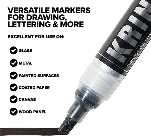 Miniatura 4 de Krink K-75 - Rotulador de pintura negra, vibrante y opaco para cualquier superficie, marcadores de graffiti permanentes, marcadores de pintura Krink