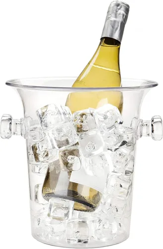 Cubo de Hielo de Acrílico Transparente Verdadero con Asas, Capacidad de 3 Litros, Cubo Duradero para Vino y Champán, Perfecto para Fiestas, BBQs,