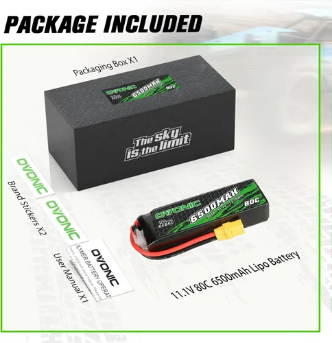 Miniatura 6 de OVONIC Lipo Batería 80C 6500mah 3S 11.1V Hardcase con XT90 Plug para Arrma Rc batería de coche