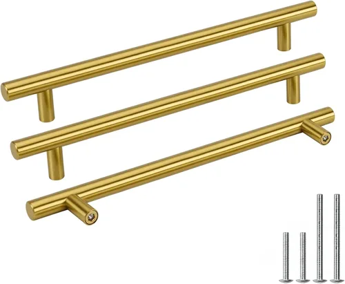 Miniatura 19 de Goldenwarm Paquete de 15 manijas doradas de 2-1/2 pulgadas, tiradores de gabinete de latón cepillado, manijas doradas para cajones de cocina