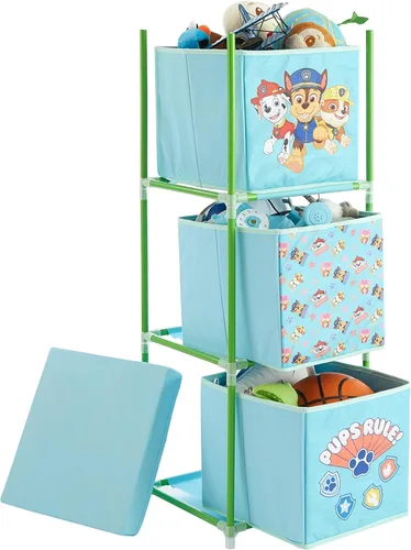 Miniatura 4 de Nickelodeon Paw Patrol - Organizador de almacenamiento de tela de 3 niveles con 3 cubos y tapa, contenedores de almacenamiento de juguetes