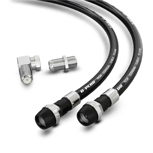 Miniatura 9 de G-PLUG Juego de conectores de cable coaxial RG6 de 30 pies, para antena de internet, banda ancha, TV digital, cable Sky satelital, junta tórica