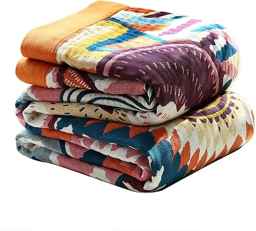 Miniatura 11 de VANJOROY - Manta bohemia de 100% algodón orgánico, transpirable, ultrasuave, decoración rústica, manta decorativa con diseño floral para todas