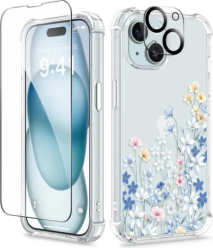 Miniatura 17 de GVIEWIN Funda para iPhone 15 Plus, [3 en 1] con protector de pantalla y protector de lente de cámara, transparente, suave, a prueba de golpes