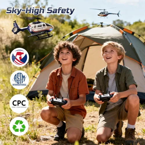 Miniatura 8 de DEERC Helicóptero RC, helicóptero de control remoto de rescate para niños y adultos, helicóptero de juguetes con retención de altitud, despegue